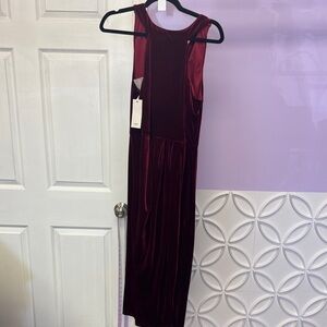 Grace Karin Velvet Midi Dress in Deep Burgundy
